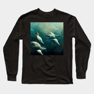 Damartinart flock of dolphins Long Sleeve T-Shirt